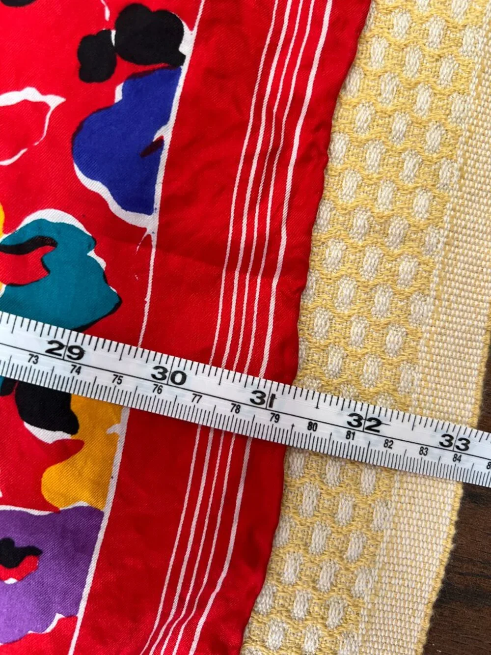 Vintage Bright Red Multicolor Floral Print Square Scarf